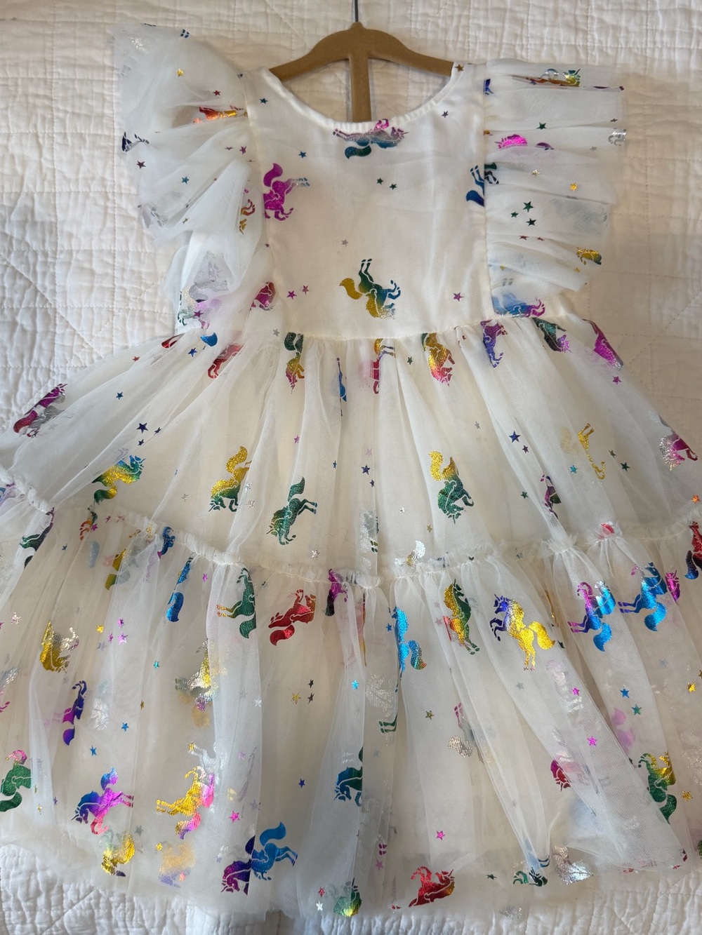 Lola + the Boys Kids White Unicorn Tulle Dress